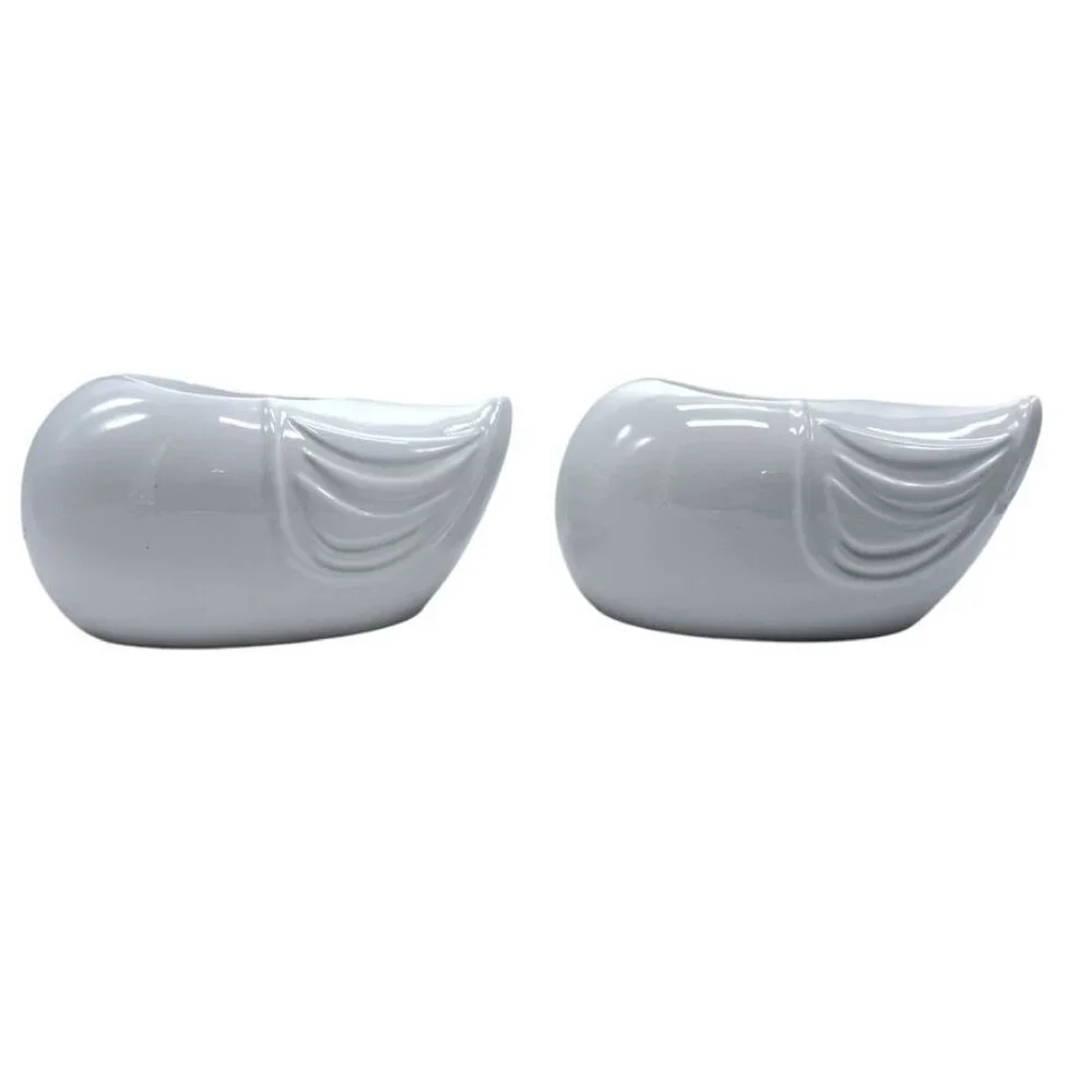 Jonathan Adler Pair Of White Ceramic Owl Tea-light Holders